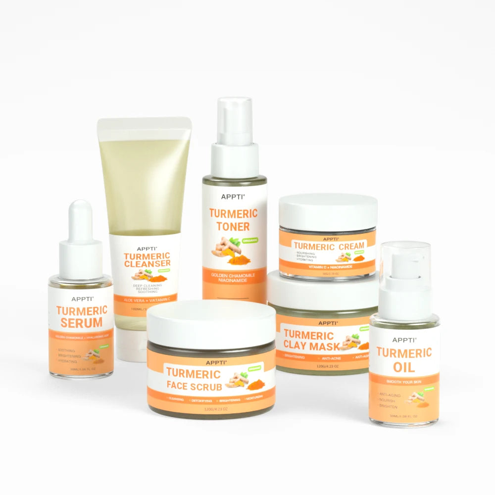 APPTI Anti-Aging Whitening Daily Skincare Organic Vegan Turmeric Skin Care Set