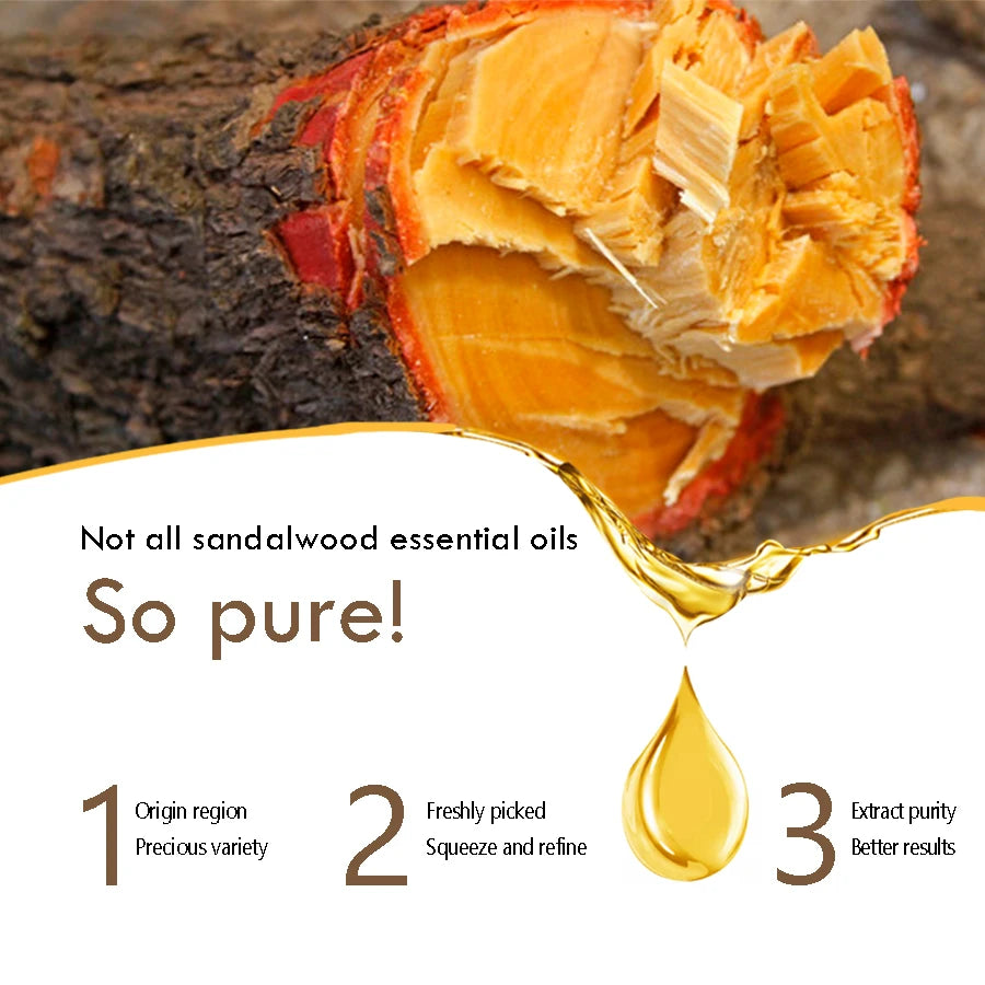 Organic Sandalwood Oil - 100% Pure Therapeutic Grade for Diffuser, Sleep, Perfume, Massage, Skin, Aroma, Bath