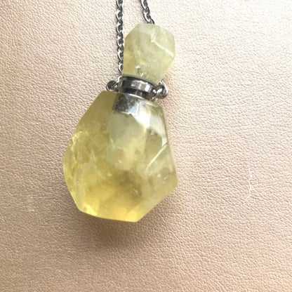 Natural Crystal Quartz Necklace with Essential Oil Diffuser Pendant