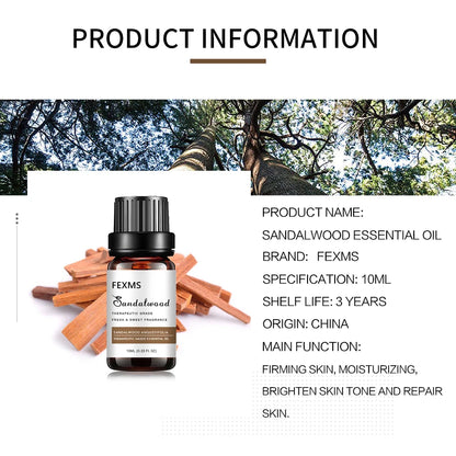 Organic Sandalwood Oil - 100% Pure Therapeutic Grade for Diffuser, Sleep, Perfume, Massage, Skin, Aroma, Bath