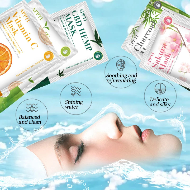 APPTI Organic Whitening and Moisturizing Beauty Face Fruit Cleansing Skincare Sheet Mask
