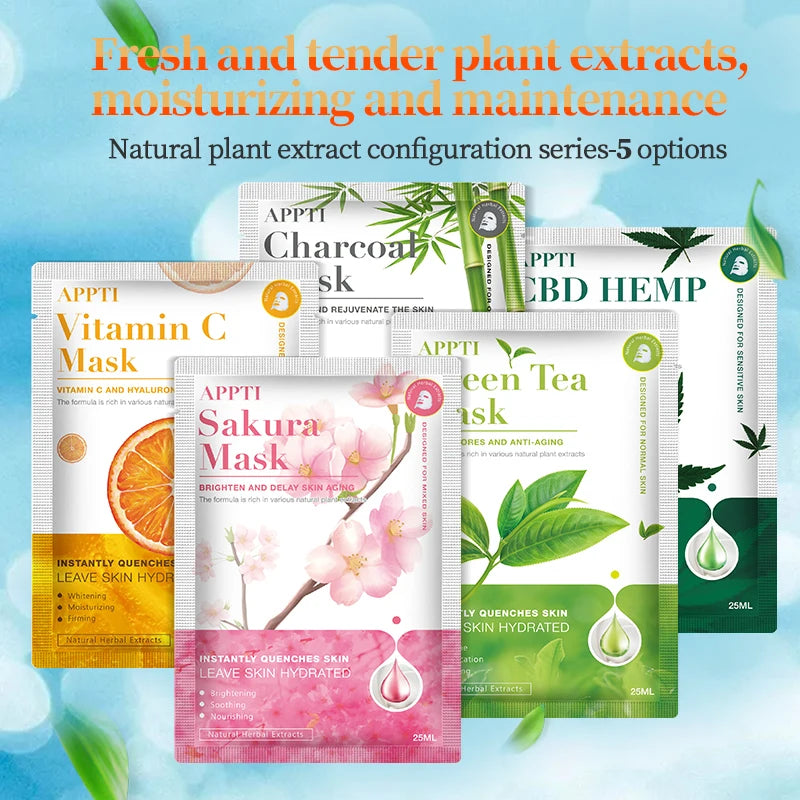 APPTI Organic Whitening and Moisturizing Beauty Face Fruit Cleansing Skincare Sheet Mask