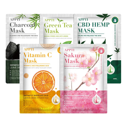 APPTI Organic Whitening and Moisturizing Beauty Face Fruit Cleansing Skincare Sheet Mask