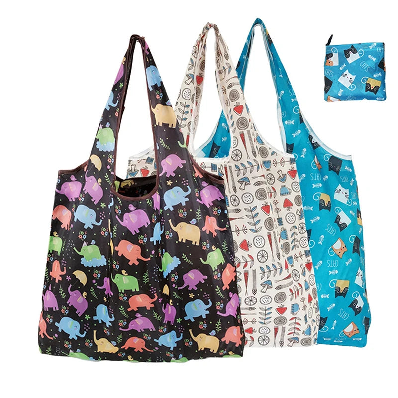 Cute Animal Print Foldable Shopping Bag