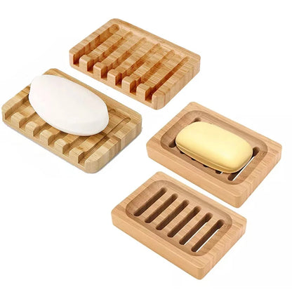 Wooden Bamboo Soap Dish Tray - Bathroom Storage