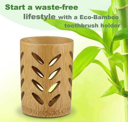 Bamboo Bathroom Organizer Set: Toothbrush and Toothpaste Holder