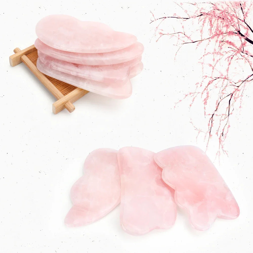 Natural Rose Quartz Jade Gua Sha Board Acupuncture Massage Facial Gouache Pink Quartz Massage Face LiftingStone Guasha Scraping