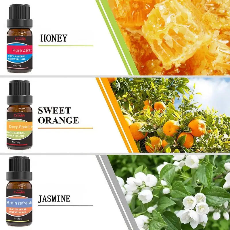 6-Piece Natural Aromatherapy Oil Set for Humidifiers, Diffusers, Skin Care, Massage & Relaxation