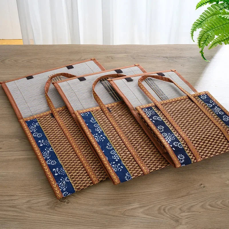 Portable Hand-Woven Bamboo Picnic Basket