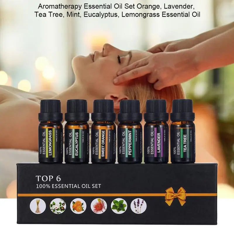 6-Pack 10ml Pure Essential Oils Set for Air Purifiers & Diffusers