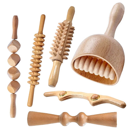 Wood Therapy Massage Set: Gua Sha Body Sculpting Tools for Cellulite and Muscle Pain