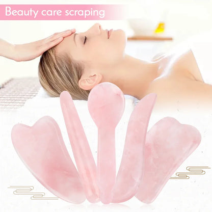 Natural Rose Quartz Jade Gua Sha Board Acupuncture Massage Facial Gouache Pink Quartz Massage Face LiftingStone Guasha Scraping