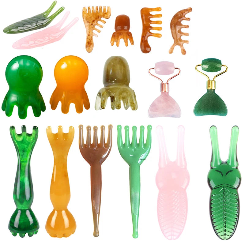 1Pcs Resin Head Massager Scalp Gua Sha For Body Neck Leg Massage 2/3/5 Claw Head Scraping Stick Massage Scraping Claw Massage