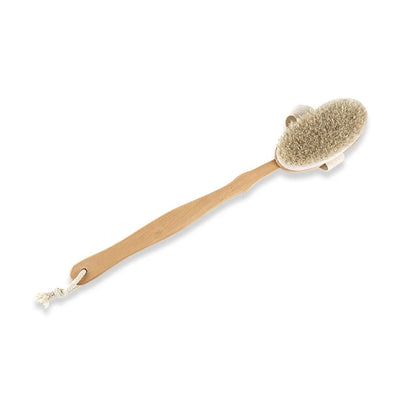 Natural Bristles Back Scrubber Shower Brush With Detachable Long Wooden Handle Dry Skin Exfoliating Body Massage Cleaning Tool