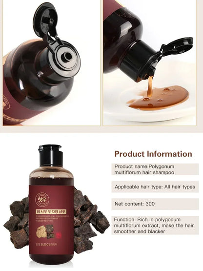 300ml Herbal Polygonum Multiflorum Shampoo for White & Grey Hair Growth