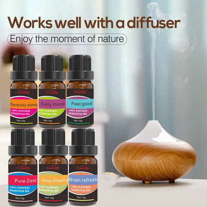 6-Piece Natural Aromatherapy Oil Set for Humidifiers, Diffusers, Skin Care, Massage & Relaxation