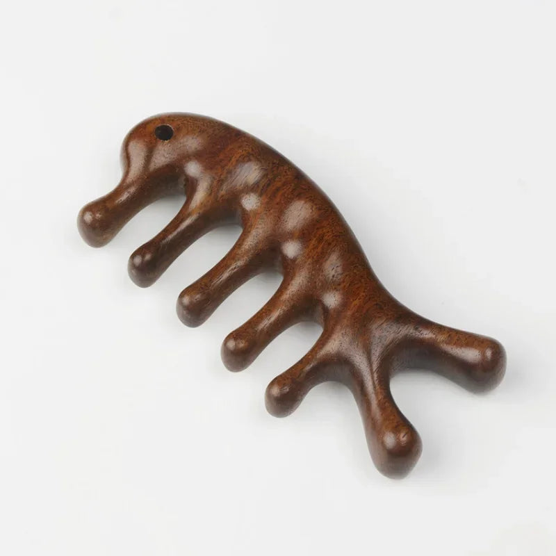 Wood Therapy Massage Comb Head Face Scalp Gua Sha Massager Natural Facial Sandalwood Wide Tooth Guasha Scraping Body Massage