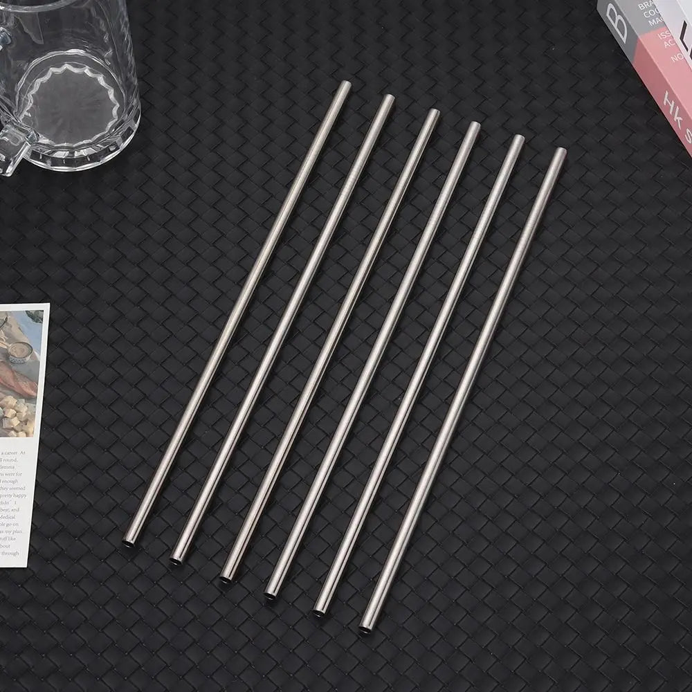 Stainless Steel Reusable Straws Set - 1 Piece, Straight and Bent, 6mm and 8mm, Silver, Fits Stanley 30oz/40oz Tyeso Cup