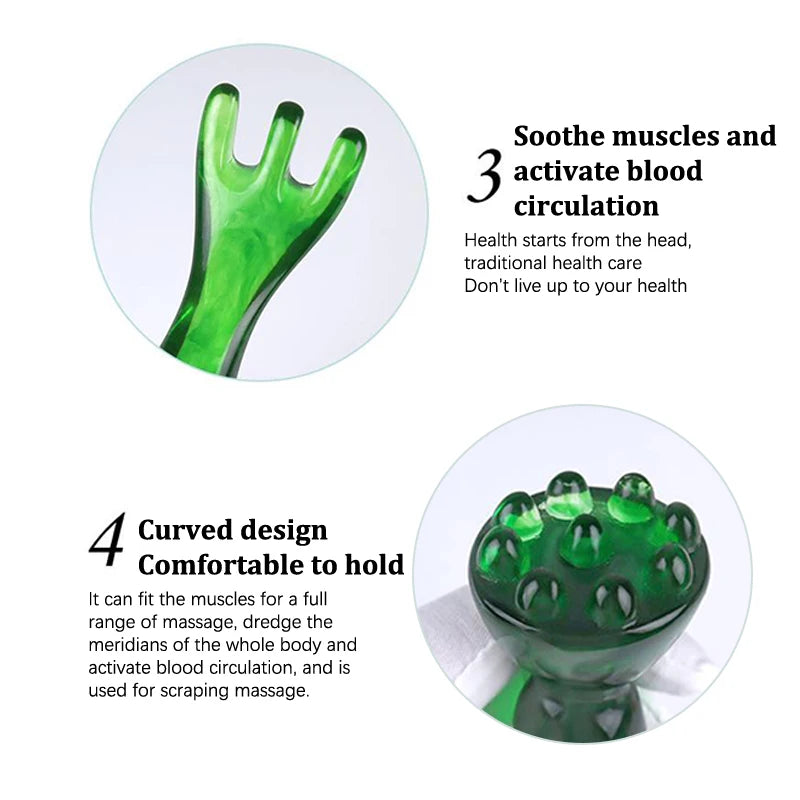 1Pcs Resin Head Massager Scalp Gua Sha For Body Neck Leg Massage 2/3/5 Claw Head Scraping Stick Massage Scraping Claw Massage