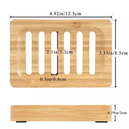 Wooden Bamboo Soap Dish Tray - Bathroom Storage