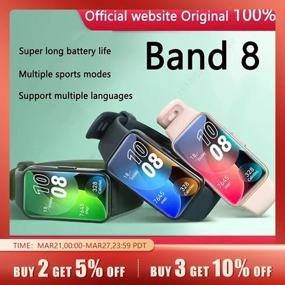 2023 New Original HUAWEI Band 8 Smart Band All-day Blood Oxygen 1.47'' AMOLED Screen Heart Rate Smartband 2 Weeks Battery Life