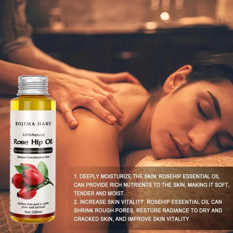 100ml Natural Organic Rose Hip Oil for Relaxing Massage and Hydration