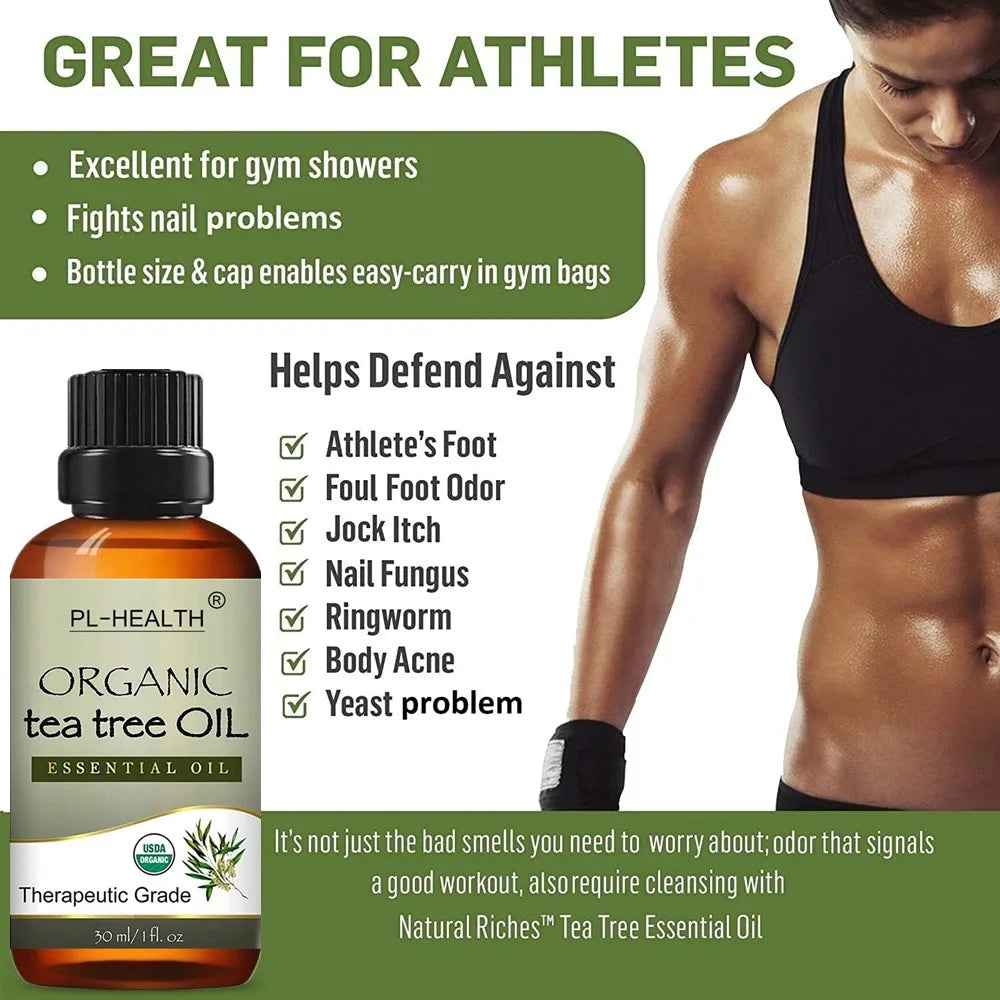 30ML Pure Organic Tea Tree Oil for Hair, Skin, and Scalp - Ideal for Diffusers & Aromatherapy