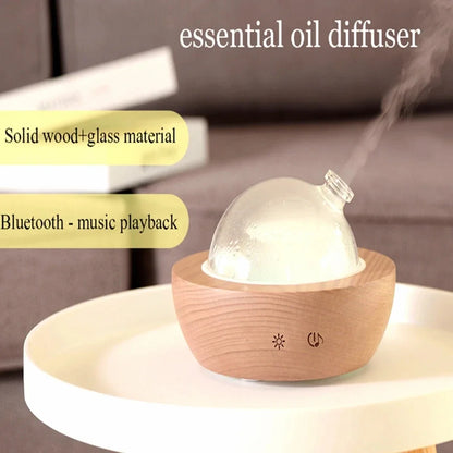 Wooden Aromatherapy Diffuser with Bluetooth and Night Lights - 150ML