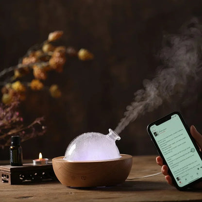 Wooden Aromatherapy Diffuser with Bluetooth and Night Lights - 150ML