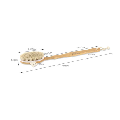 Natural Bristles Back Scrubber Shower Brush With Detachable Long Wooden Handle Dry Skin Exfoliating Body Massage Cleaning Tool
