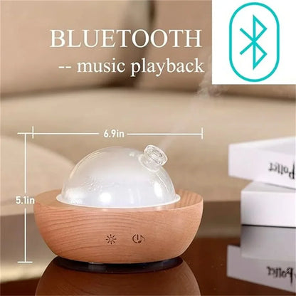 Wooden Aromatherapy Diffuser with Bluetooth and Night Lights - 150ML