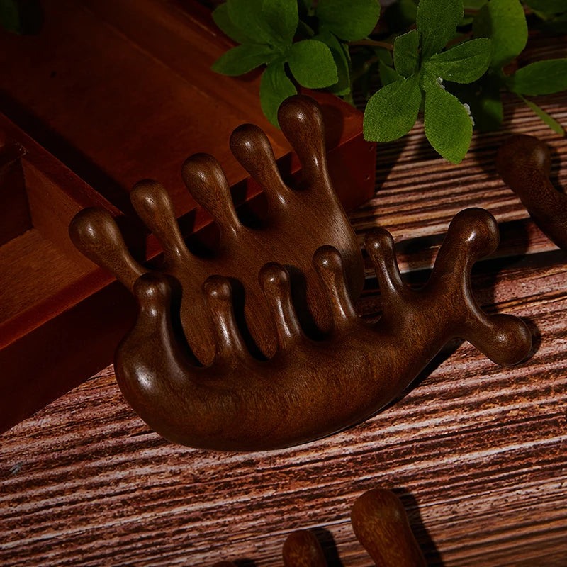 1Pcs Natural Wooden Therapy Massage Comb Head Face Scalp Gua Sha Massager Facial Wide Tooth Guasha Scraping Body Massage