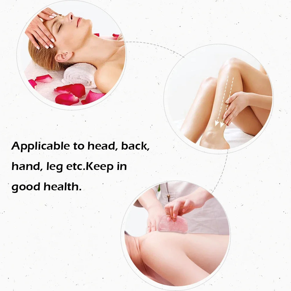Natural Rose Quartz Jade Gua Sha Board Acupuncture Massage Facial Gouache Pink Quartz Massage Face LiftingStone Guasha Scraping
