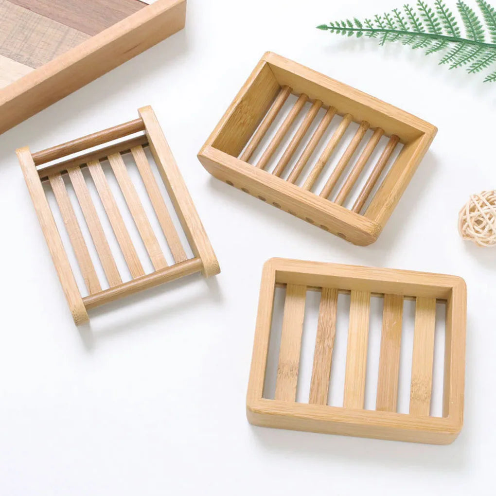 Wooden Bamboo Soap Dish Tray - Bathroom Storage
