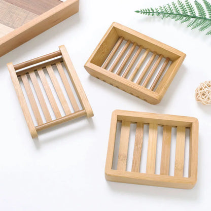 Wooden Bamboo Soap Dish Tray - Bathroom Storage