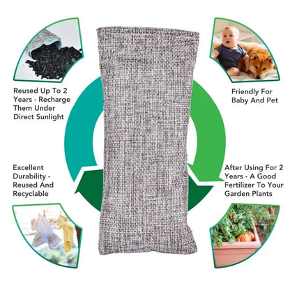 75g Activated Bamboo Charcoal Bag for Car Closet Drawer Absorb Odors & Harmful Substances Anti-mildew & Dehumidification Carbon