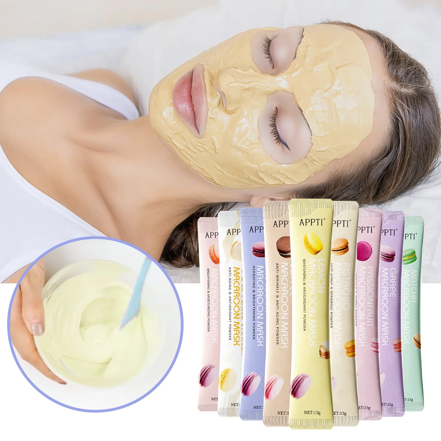 APPTI Natural Soft Hydro Macaron Face Stick SPA Home Use Whitening Hydrating And Moisturizing SkinCare Facial Powder Masks