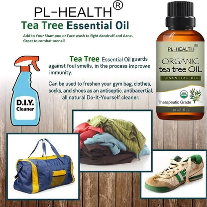30ML Pure Organic Tea Tree Oil for Hair, Skin, and Scalp - Ideal for Diffusers & Aromatherapy