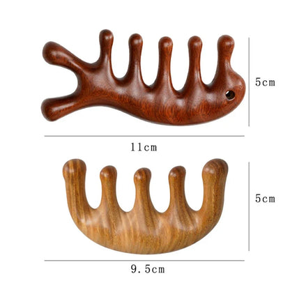 Wood Therapy Massage Comb Head Face Scalp Gua Sha Massager Natural Facial Sandalwood Wide Tooth Guasha Scraping Body Massage