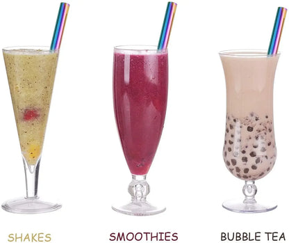 4-Pack Reusable Stainless Steel Boba Straws with Angled Tips, 0.5" Wide