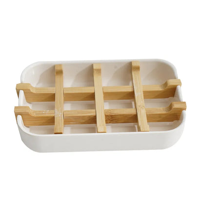 Bamboo Soap Bamboo Eco-friendly Portable Soap Dish with Handcrafted Wooden Holder and Tray for Bathroom Storage