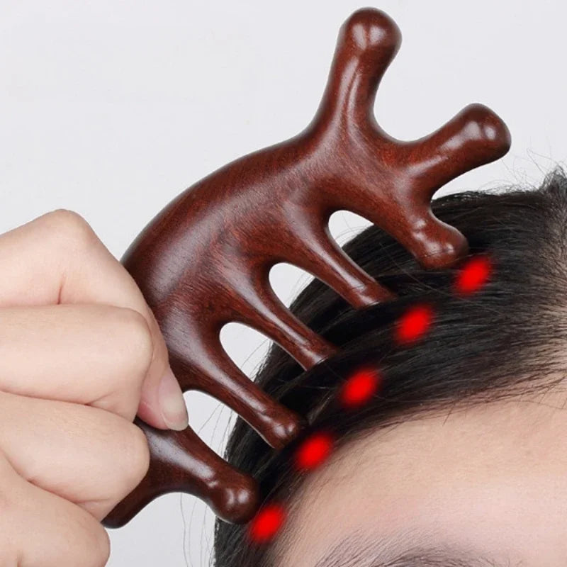 Wood Therapy Massage Comb Head Face Scalp Gua Sha Massager Natural Facial Sandalwood Wide Tooth Guasha Scraping Body Massage
