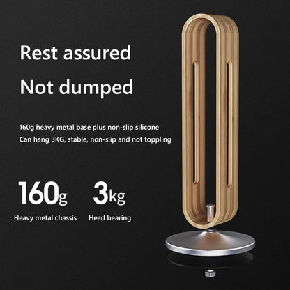 Bamboo Wood Aluminum Headphone Stand Gaming Headset Earphone Display Rack Desktop Headphones Hanger Holder Storage Bracket