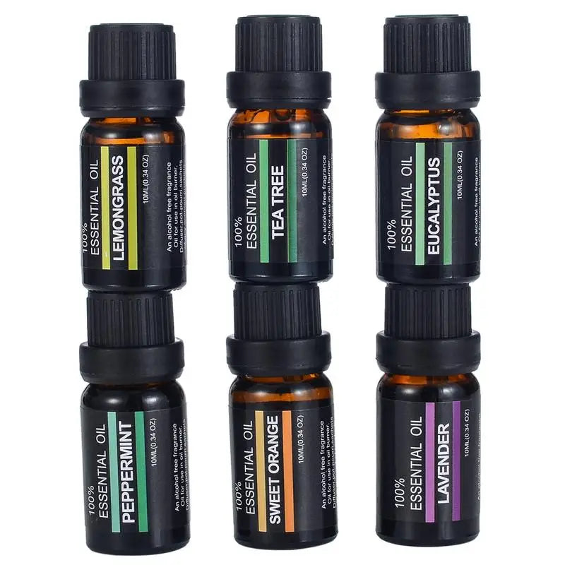 6-Pack 10ml Pure Essential Oils Set for Air Purifiers & Diffusers