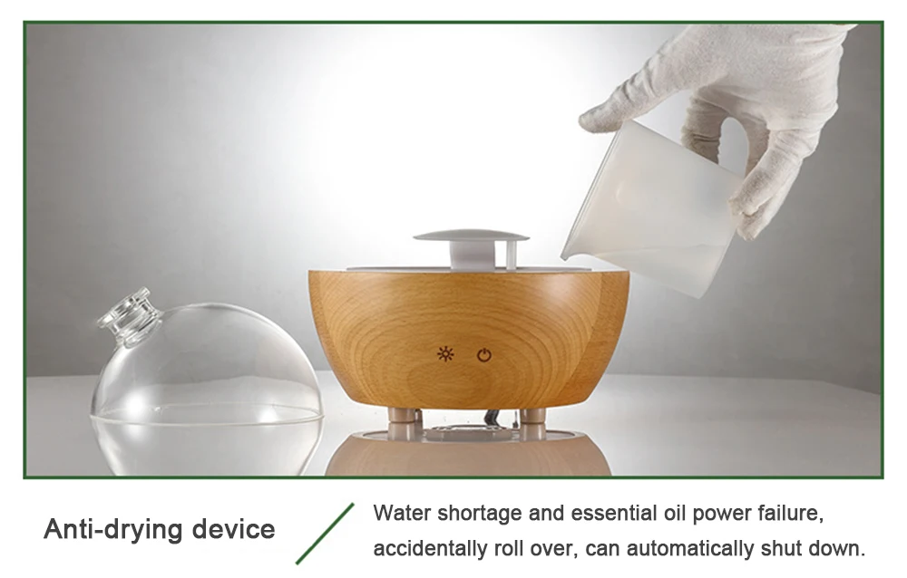 Wooden Aromatherapy Diffuser with Bluetooth and Night Lights - 150ML